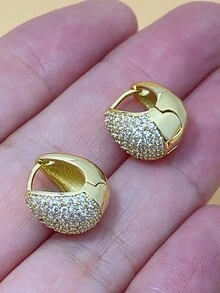 1對/套18K鍍金銅水滴形方晶鋯石懸空耳環,適用於派對 - 金黃色 - 查看 6