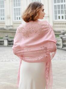 1條晚禮服披肩和圍巾,適用於女士婚禮正式披肩(185*65cm) - 粉色 - 查看 5