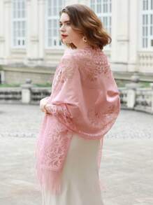 1條晚禮服披肩和圍巾,適用於女士婚禮正式披肩(185*65cm) - 粉色 - 查看 3