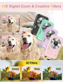 Digital Camera, FHD 1080P Camera 44MP Point And Shoot Digital Cameras Compact Small Camera For Beginners(Pink) - Pink - View 2