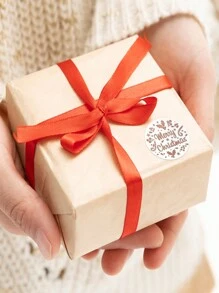 500 unidades/rolo de adesivos em formato de guirlanda de Natal com saudações de "Feliz Natal"