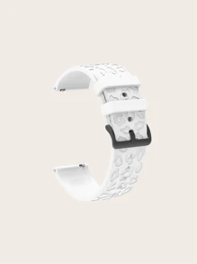 1入白色雷射浮雕矽膠手錶錶帶,適用於40/42/43/44/45/46/47mm三星galaxy Watch 6/6 Classic/5 Pro/5/4/4 Classic