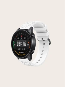 1入白色雷射浮雕矽膠手錶錶帶,適用於40/42/43/44/45/46/47mm三星galaxy Watch 6/6 Classic/5 Pro/5/4/4 Classic