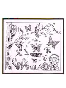 Reusable Coloring Mat For Girls - Butterfly World - Erases Crayons And Water-Based Markers - White - View 3