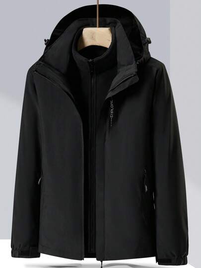 Mulheres Cor Sólida 3 Em 1 À Prova D'Água Jaqueta ( 1 Peça )