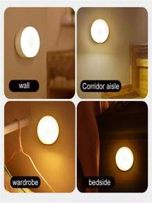 1 pieza/3 piezas/6 piezas Luz con sensor de movimiento, luz nocturna, luz de escalera, regalo creativo, lámpara de mesita de noche con 8 LED, luz nocturna recargable por USB, lámpara para estantería de estudiante (250mAh) - Multicolor - Ver 7