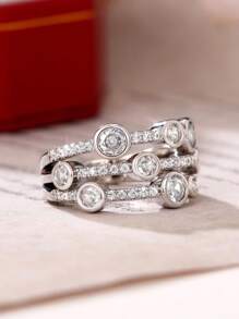1 PC Elegant Cubic Zirconia Ring For Women For Wedding Engagement Party Jewelry Valentine's Day Gift,Mom,Mother,Mother's Day,Gift