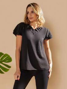 Women Tops - 黑色 - 查看 1