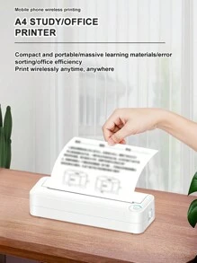 Không dây Nhiệt Không mực Có thể mang đi A4 Máy in Với 1 Cuộn Của Nhiệt A4 Giấy , Thích hợp Cho văn phòng Và Trường học Du lịch , Tương thích với Android Và iOS - trắng - Xem 4