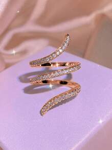 1 chiếc nhẫn đá Cubic Zirconia tinh xảo, quà tặng Ngày Valentine cho nữ, thích hợp cho đám cưới, lễ đính hôn, kỷ niệm, tiệc tùng và các dịp khác, cũng thích hợp làm quà tặng cho mẹ, Ngày của Mẹ, v.v. - Hoa hồng vàng - Xem 3
