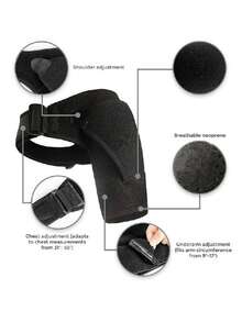 1 件防护透气加压运动护肩可调节肩部防拉伤护具男女健身肩带 - 黑色 - 查看 7