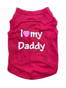 1pc Pet Dog Summer Thin Teddy Bichon Cat Outfit Couple's T-shirt Vest For Small & Medium Puppies - Hot Pink - View 5