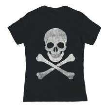 Nearly There Skull And Bones Graphic Black Ladies Cotton Short-Sleeve T-Shirt - 黑色 - 查看 1