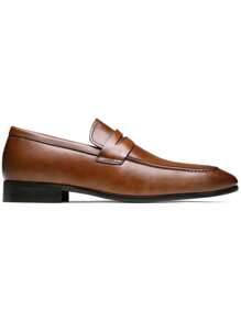 SHOESMALL Men's Leather Brown Dress Shoes Premium Penny Loafers For Men Slip-On Formal Dress Loafers For Men - AMY9030A-nâu - Xem 8