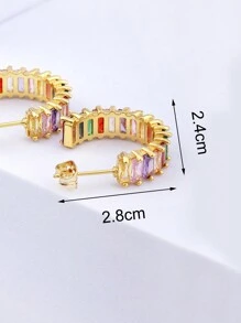 1 件情人节铜材质彩色方晶锆石戒指、项链、耳环套装，镀 18k 金，女士华丽珠宝约会礼物情人节、妈妈、母亲、母亲节、礼物 - 金黃色 - 查看 5