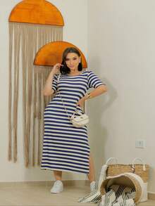 Women Dresses - Xanh và trắng - Xem 3