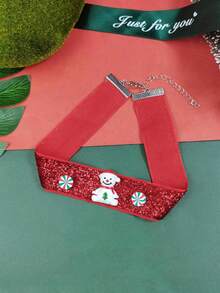 1pc Cartoon Santa Claus Snowflake Soft Pottery Bead Satin Ribbon Necklace - Santa Claus - View 7