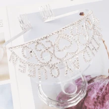 Heart Shaped Birthday Crown With Full Diamond And Letter Design, Headband For Girls In Birthday, Party, Photography - Silver - View 4