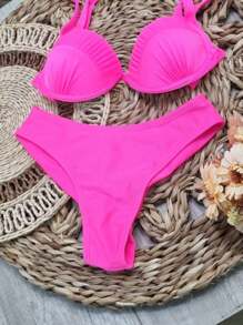 Women Bikini Sets - 玫紅色 - 查看 2