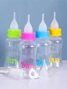 1 組藍色 Pp 材質寵物奶瓶套件,150 毫升,適合貓狗寶寶,有多個奶嘴,奶瓶刷,室內使用