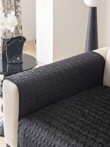 1pc Geometric 3D Solid Color Velvet Quilted Sofa Cushion, Minimalist Style With Anti-Slip Soft Multifunctional Dirt-Resistant Dust-Proof Holiday Decor Sofa Cover, Suitable For All Seasons - Black - View 6