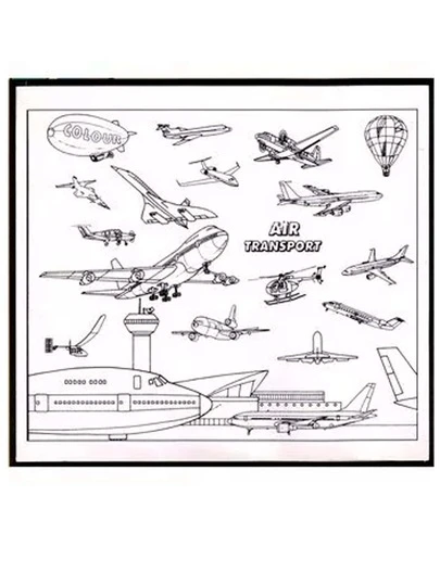 Tapete Para Colorear de Plástico Reusable Mat Air Transport - Borra Crayolas y Plumones Base Agua