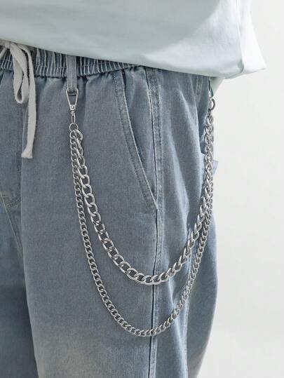 1 st. herr enkel dubbelskiktad silver med guldkedja S dekoration gata sommar, skola casual, företag, pojkvän make pappa pappa män present, vardagskläder, mode, tonåring, utomhus, semester, atletisk, resor, gata, bohemisk, vintage höst, höst, halloween höst-vinter accessoarer, lämplig för tonåringar, ungdom, män, casual, utomhus, atletisk, semester, examenspresenter, födelsedag, vardagskläder