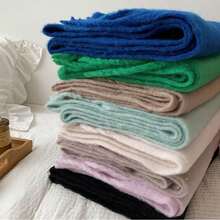 1條女士純色仿羊絨圍巾,新品秋冬保暖頸巾 - 玫紅色 - 查看 6