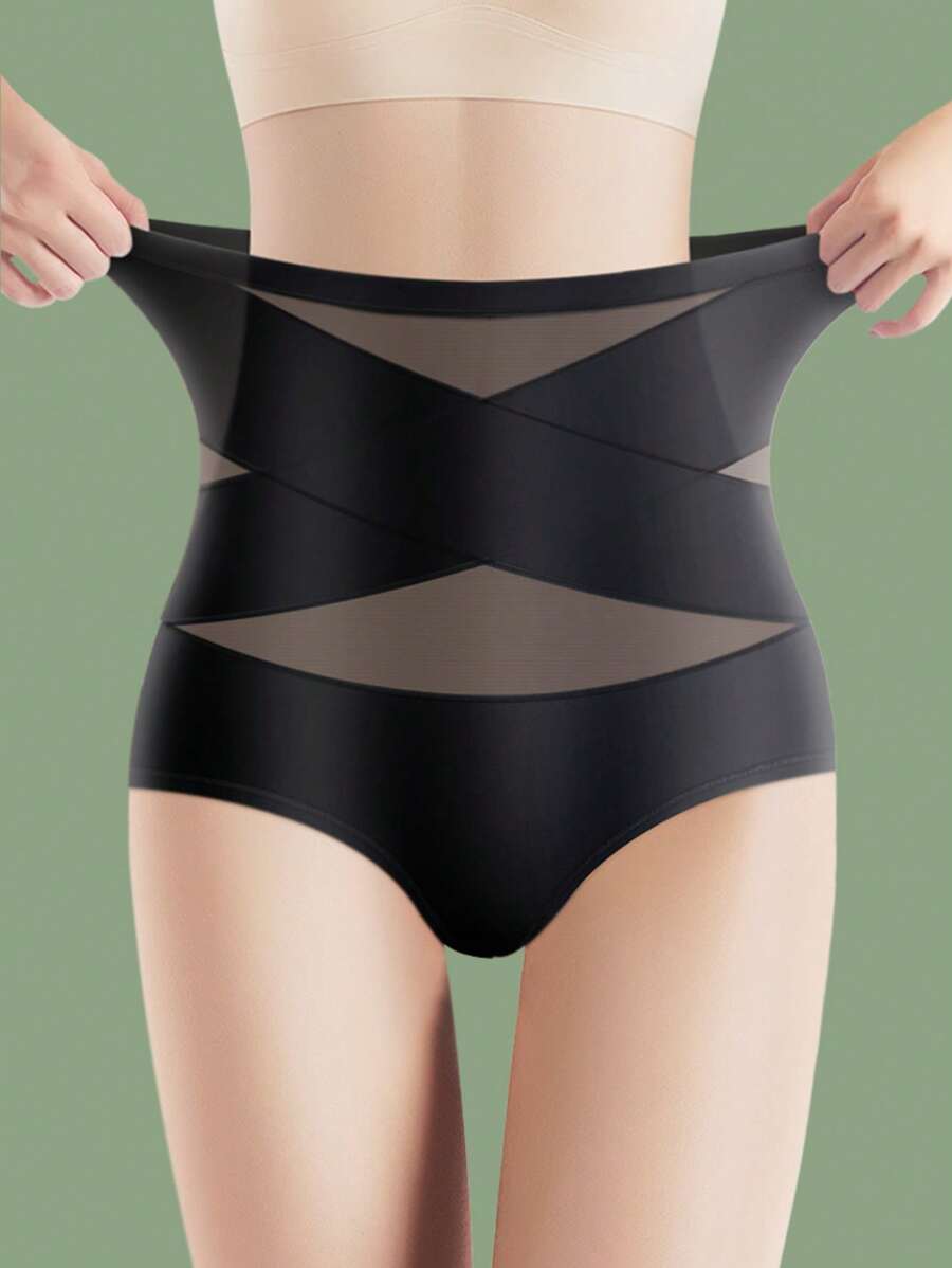 MEIYATING 高腰女士內褲,三角形造型,收復帶透氣和舒服織物 - 黑色 - 查看 1