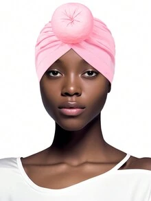 1件女式頭巾,純色彈性甜甜圈頭帶,適用於時尚、休閒、戶外、運動 - 粉色 - 查看 1