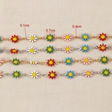 1米彩色0.7cm小菊花形金屬長鍊,手鐲,身體鍊和耳環製作材料,適用於女性diy個性化珠寶 - 彩色 - 查看 7