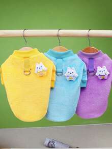 1件狗/貓冬季服裝,廠家現貨批發,可愛暖和的絨面牵引毛衣,23愛心兔絨面外套 - 黃色 - 查看 5