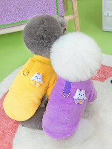 1件狗/貓冬季服裝,廠家現貨批發,可愛暖和的絨面牵引毛衣,23愛心兔絨面外套 - 黃色 - 查看 6