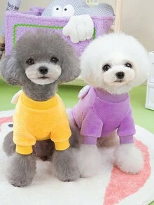 1件狗/貓冬季服裝,廠家現貨批發,可愛暖和的絨面牵引毛衣,23愛心兔絨面外套 - 黃色 - 查看 4