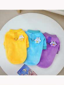 1件狗/貓冬季服裝,廠家現貨批發,可愛暖和的絨面牵引毛衣,23愛心兔絨面外套 - 黃色 - 查看 3