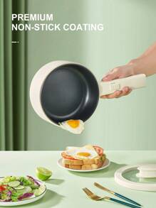 Reemix Hot Pot Electric With Steamer, 1.6L(54.11oz) Ramen Cooker Non-Stick Sauté Pan For Steak, Egg, Fried Rice, Ramen, Oatmeal, Soup, Portable Personal Hot Pot Perfect Suit For Dorm Room And Apartment - 米色 - 查看 3