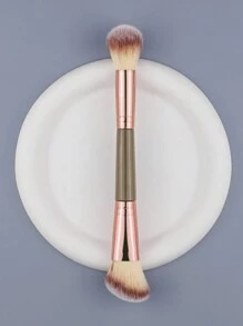 1pc Champagne-Colored Double-Ended High-Gloss Contouring Brush With Powder, Blush & Highlighter Function For Makeup, Portable Gift - Champagne - View 4