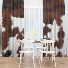 2panels Faux Animal Hair Cowhide, Modern Printed Pattern Curtains For Living Room, Sofa Backdrop, Bedroom And Corridor - Brown - View 3