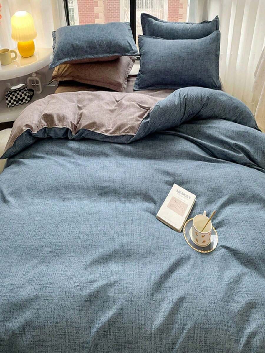 Đơn giản Màu thuần Kim đôi Chăn bông Che phủ - Nhiều màu - Xem 1