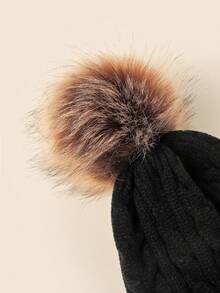 1 Miếng Của phụ nữ Giường đôi tiêu chuẩn Xoắn Lớp đơn Mũ len Với Pom-pom , Thích hợp Đối với Mùa Thu /đông Giữ Ấm - màu đen - Xem 5