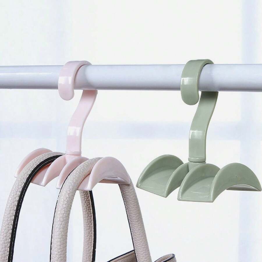 1pc Closet Handbag Organizer 360 Degrees Rotating Hanger With Hooks For Tie, Bag, Belt, Clothes - Pink - View 1