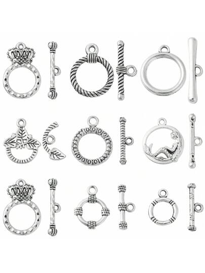 Lot 12 Fermoirs Bascule Anneau-Bar Argent - 3 Tailles Acier Inoxydable 13-18mm Bijoux Collier Bracelet