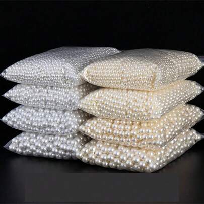 100pcs Round ABS Pearl Beads (White And Ivory, 3mm-12mm) For DIY, Skin-Friendly And Fadeless, Single/Double Hole, 150pcs/Pack