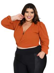 Plus Size Blouses - 亮橙色 - 查看 1