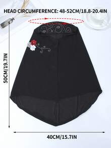 1pc Children's Black Rhinestone & Flower Decor Sunproof, Warm-keeping, Protective, And Simple Headscarf Suitable For Outdoor Activities And Daily Use - Black - View 5