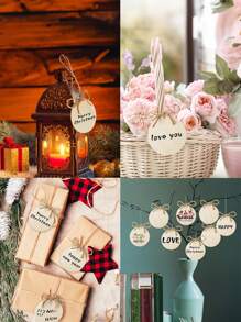 5/10/25/50/100入組未完成的帶孔木質圓片,3英寸圓形木片用於手工藝品空心木裁剪木質標籤裝飾標籤掛飾,diy繪畫材料包 - 紅木色 - 查看 5