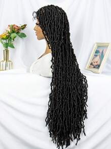 36inch Full Lace Synthetic Fiber Braid Head-cover Wig - Black - View 6