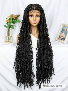 36inch Full Lace Synthetic Fiber Braid Head-cover Wig - Black - View 7
