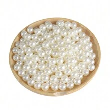 100 件/包 3 毫米 - 12 毫米 ABS 圆形仿珍珠，白色和象牙色，高光泽且不褪色，有 1/2 孔可供选择 - 米色 - 查看 5