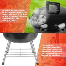 Parrilla de carbón, Parrilla de carbón portátil de 14 pulgadas, Parrilla de barbacoa con tapa  Parrilla de carbón pequeña para patio trasero, camping, barco - Negro - Ver 5
